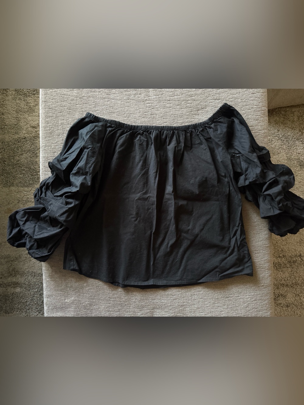 Ambiance Black Off-Shoulder Ruffle-Sleeve Top